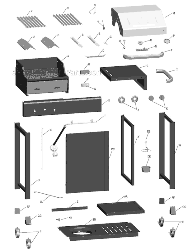 Char-Broil 463631210 Urban Grill with Workspace & Storage Shelve Page A Diagram
