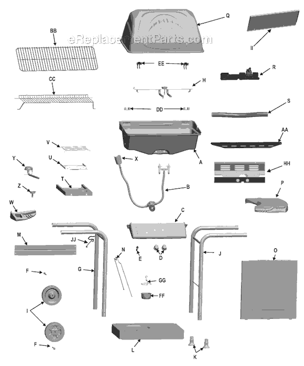 Char-Broil 463821909 Quickset Two Burner Grill with Side Burner Page A Diagram