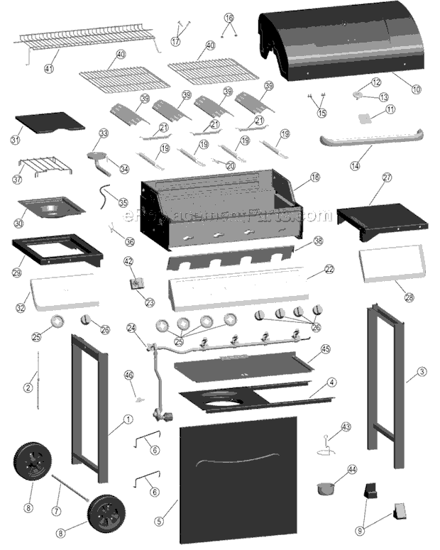 Char-Broil 464220110 4 Burner Gas Grill with Side Burner Page A Diagram