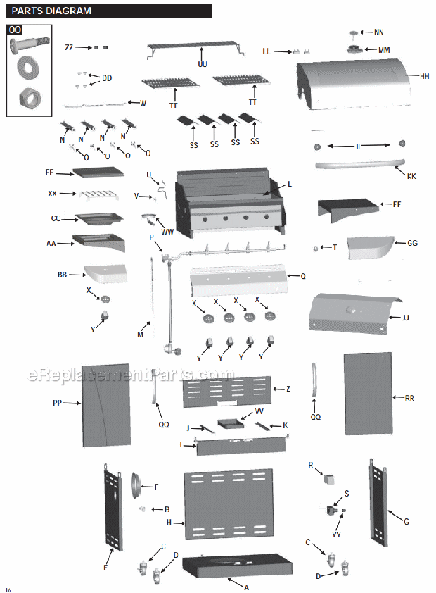 Char-Broil 466247010 Commercial Series Four-Burner with Sideburner Page A Diagram