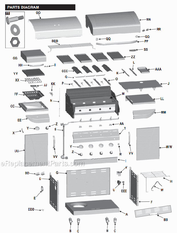 Char-Broil 466247209 Commercial Series Infrared Four-Burner Grill Page A Diagram