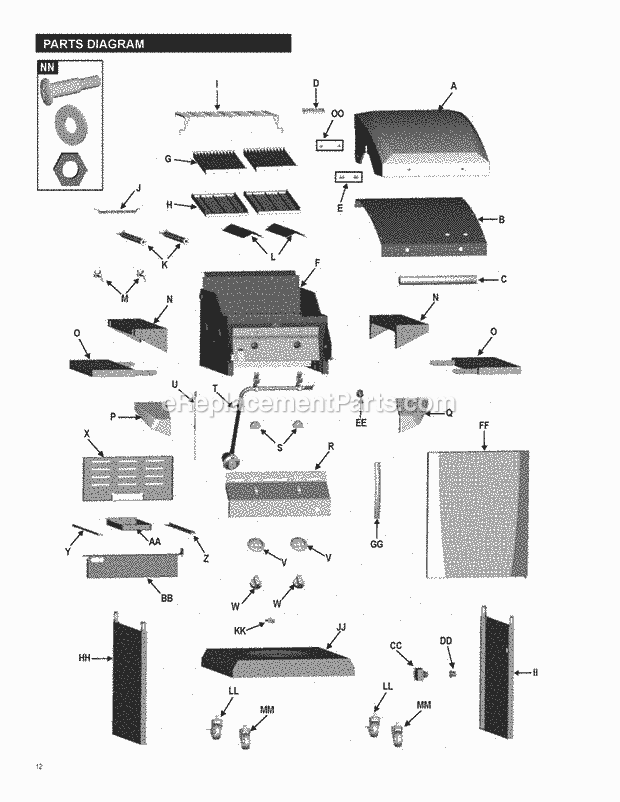 Char-Broil 466270611 Quantum Infrared Urban Grill Page A Diagram