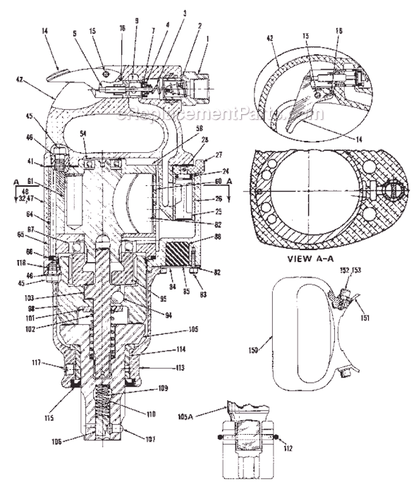 Chicago Pneumatic CP0611 GASED (T022580) 1" Impact Wrench Page A Diagram