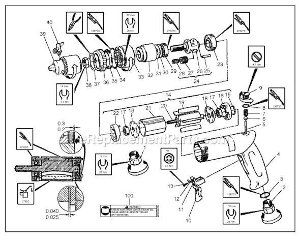 Chicago Pneumatic CP1064 (6151941064) 3/8" Drill Page A Diagram