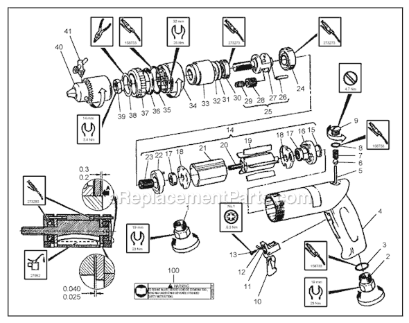 Chicago Pneumatic CP1454 (6151941454) 3/8" Drill Page A Diagram