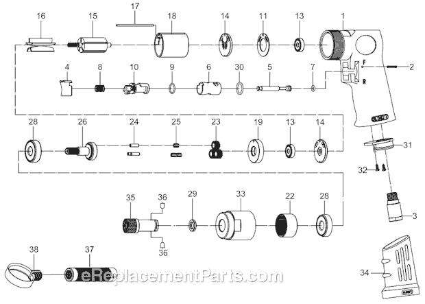 Chicago Pneumatic CP2755 (6151922755) Direct Drive Screwdriver Page A Diagram