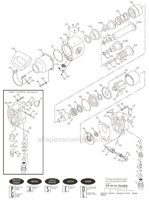 Chicago Pneumatic CP6110 GASED (T024425) 1" Impact Wrench Page A Diagram