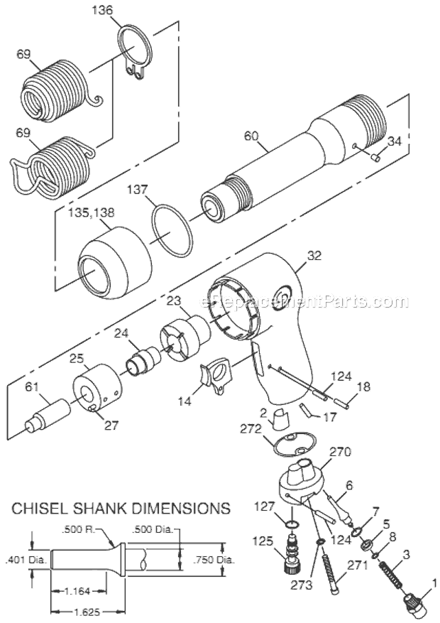Chicago Pneumatic CP714 (T025364) Air Hammer Page A Diagram