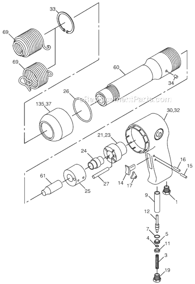 Chicago Pneumatic CP717 (T025365) Air Hammer Page A Diagram