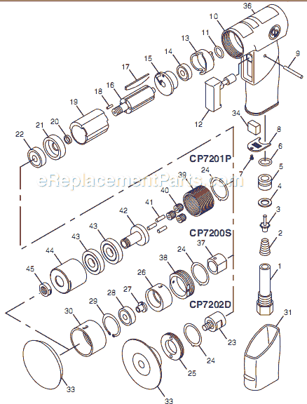 Chicago Pneumatic CP7200S (8941172001) Mini Smart Series Sander Page A Diagram