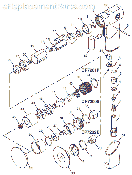 Chicago Pneumatic CP7202D (8941172021) 3" Mini Smart Series Sander Page A Diagram