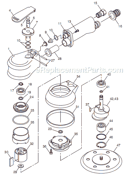 Chicago Pneumatic CP760 (T024429) 6" Handle Grip Sander Page A Diagram