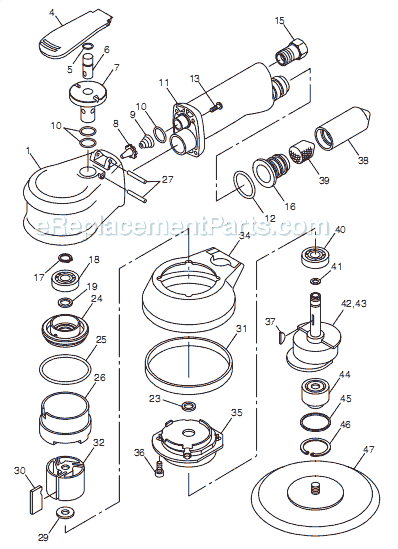Chicago Pneumatic CP763 (T024720) 6" Handle Grip Sander Page A Diagram
