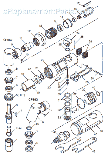 Chicago Pneumatic CP863 (T025317) 1/4" Angle Die Grinder Page A Diagram