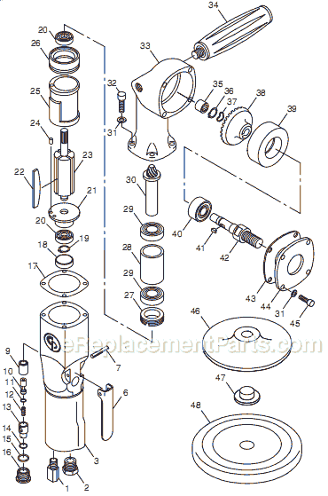 Chicago Pneumatic CP869P (T019718) 8" Angle Polisher Page A Diagram