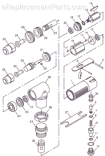 Chicago Pneumatic CP876 (T023996) 1/4" Mini Die Grinder Page A Diagram