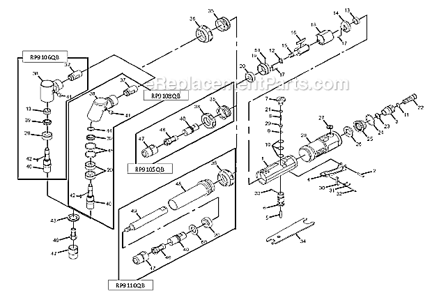Chicago Pneumatic CP9110 (6151959110) In Line Die Grinder Page A Diagram
