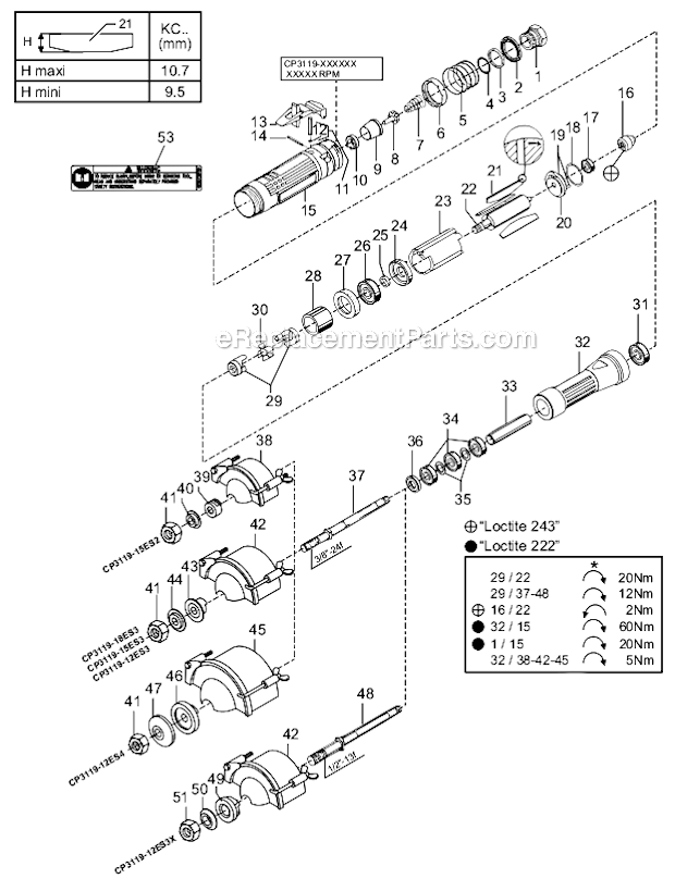 Chicago Pneumatic CP3119-15ES3 Industrial Straight Wheel Grinder Page A Diagram
