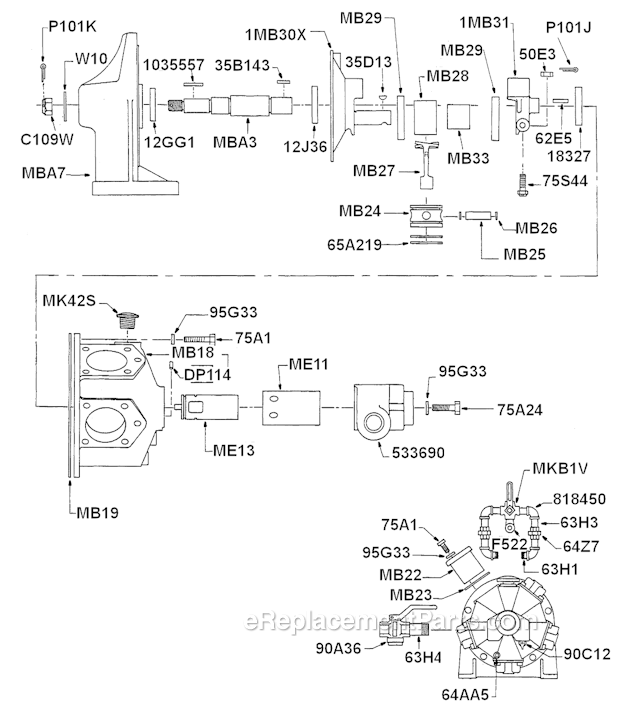 Cleco MBS374M Radial Piston Power Motor Page A Diagram