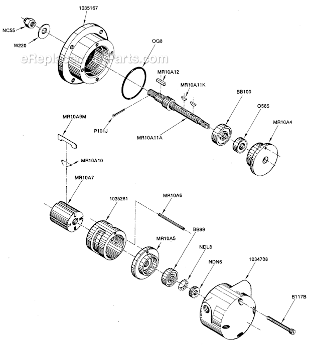Cleco MR10R098M Rotary Vane Power Motor Page A Diagram