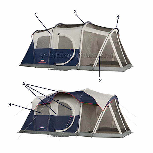 Coleman 2000004666 Elite Weathermaster Screened 6 Tent - Cabin Page A Diagram