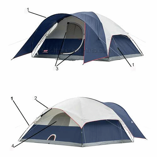 Coleman 2000004674 Elite Evanston 8 Dome Tent Page A Diagram