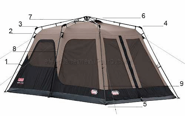 10 person Parts # 501000851 16-16-125 or 22-16-125 Coleman instant tent 8