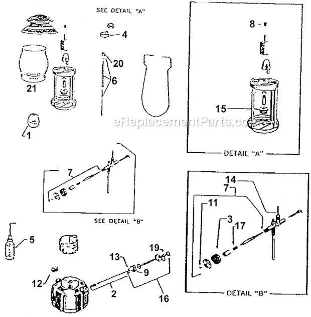 Coleman 201-7009 Kerosene Lantern Page A Diagram