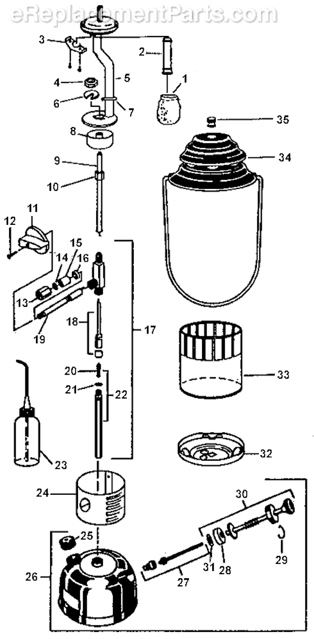 Coleman 214B700T 1-Mantle Kerosene Lantern Page A Diagram
