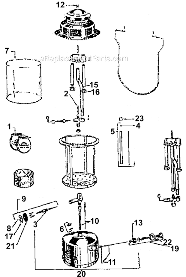 Coleman 220F195 2 Mantle Gas Lantern Page A Diagram
