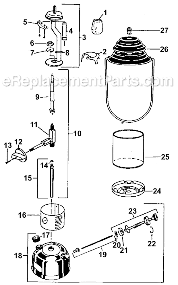 Coleman 282-700D Unld 1-Mantle Lantern Page A Diagram