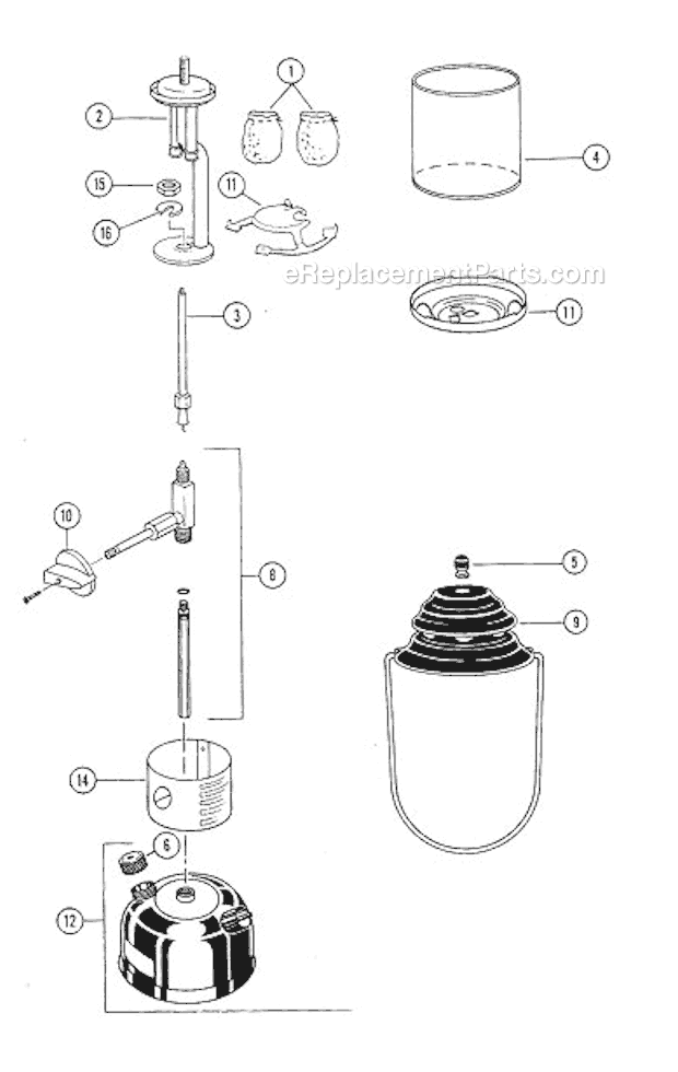 Coleman 285-700T Dual Fuel 2-Mantle Lantern Page A Diagram