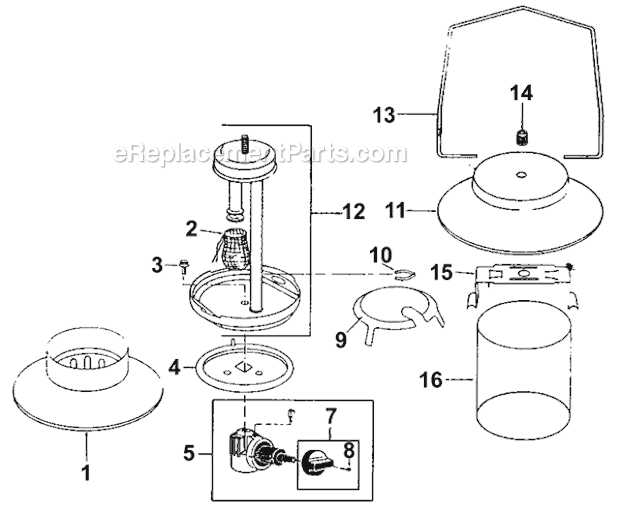 Coleman 5151B700 1-Mantle Propane Lantern Page A Diagram