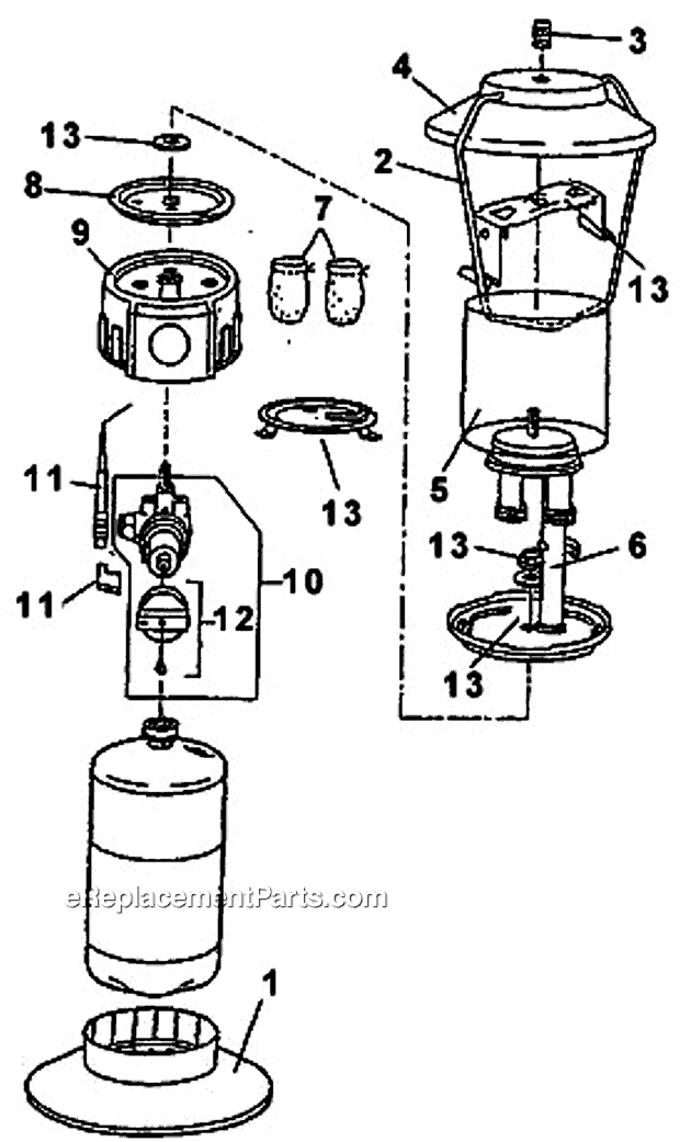 Coleman 5154B700 2 Mantle Propane Lantern Page A Diagram