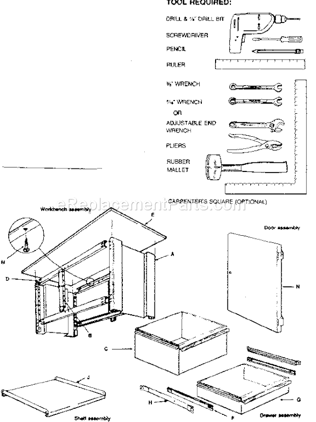 Craftsman 10271 Workbench Combination Unit Diagram