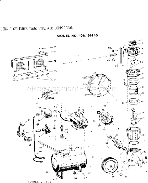 Craftsman 106151440 Single Cylinder Tank Type Air Compressor Page A Diagram