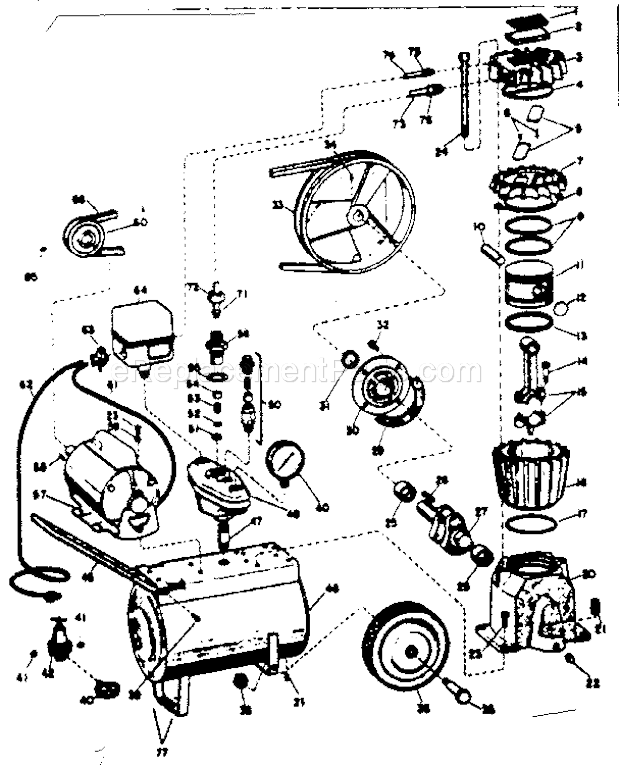 Craftsman 106152641 One Cylinder Tank Type Paint Sprayer Replacement Parts Diagram
