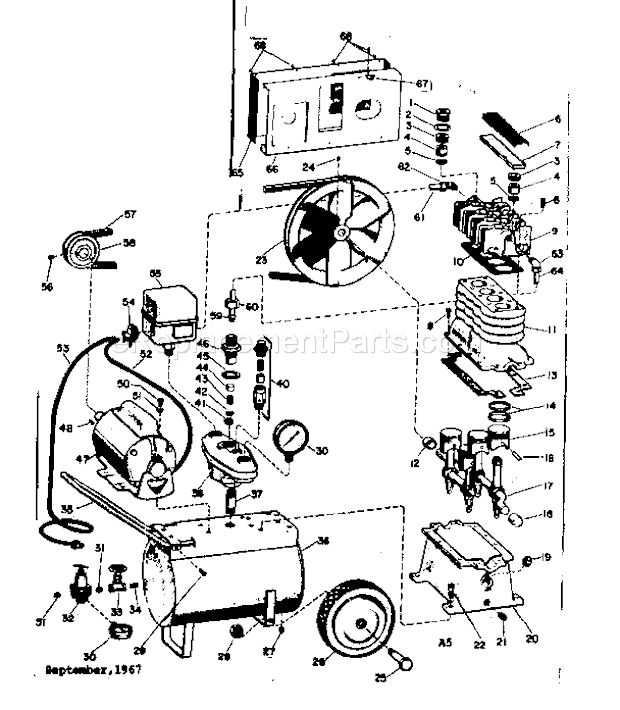 Craftsman 106152780 4 Cylinder Tank Type Compressor Page A Diagram