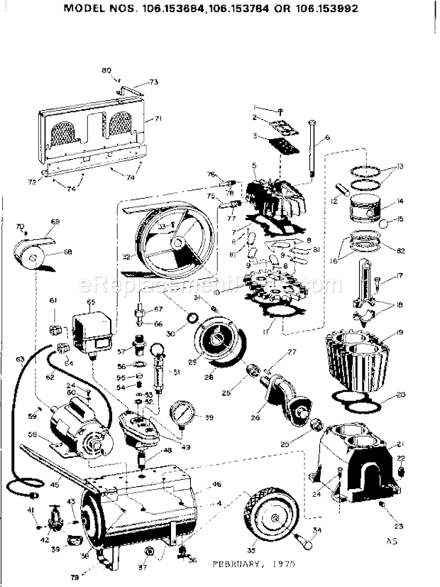 Craftsman 106153784 Twin Cylinder Tank Type Compressor Page A Diagram