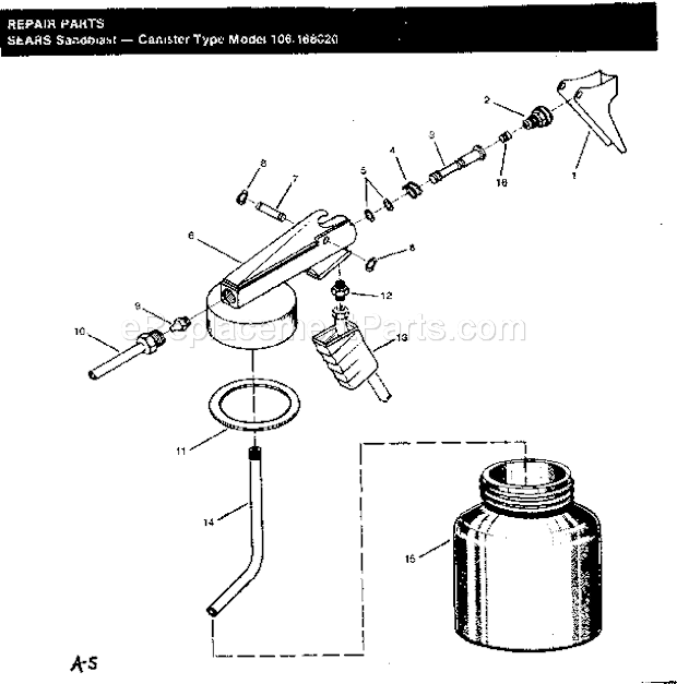 Craftsman 106168020 Sandblast Equipment Unit Diagram
