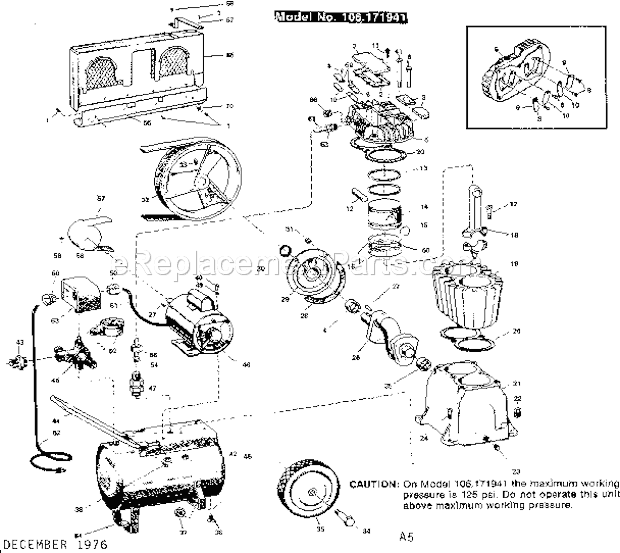 Craftsman 106171941 Twin Cylinder Tank Type Compressor Unit Diagram