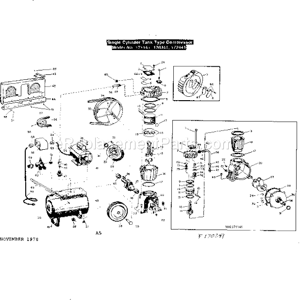 Craftsman 106172441 Single Cylinder Tank Type Compressor Page A Diagram