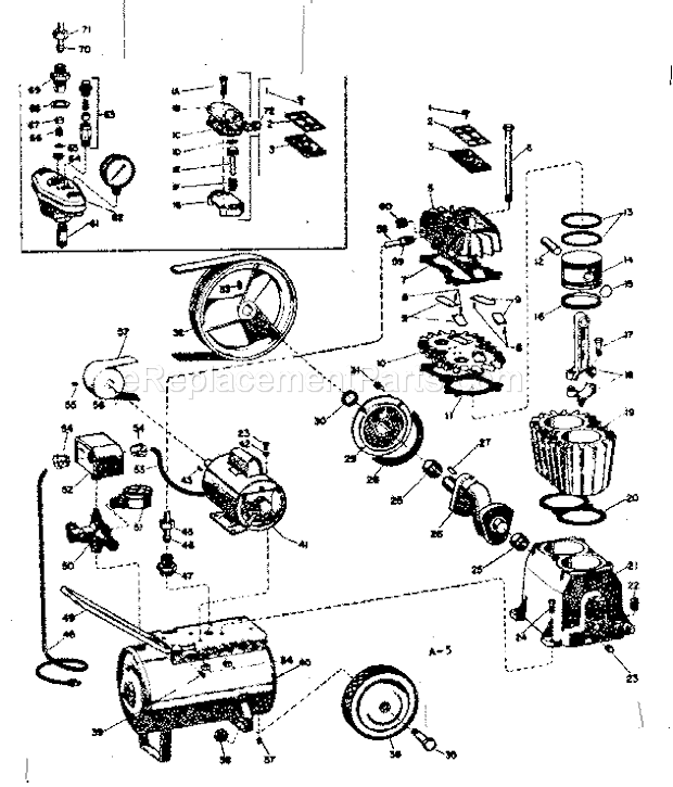 Craftsman 106173441 Twin Cylinder Tank Type Air Compressor Page A Diagram