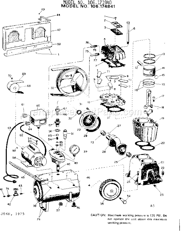 Craftsman 106174841 Twin Cylinder Tank Type Air Compressor Page A Diagram
