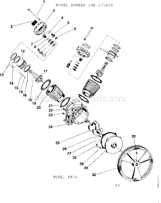 Craftsman 106175020 Twin Cylinder Compressor Page A Diagram
