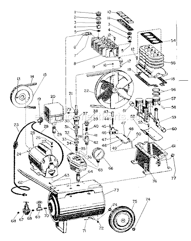 Craftsman 10618330 3/4 Hp 4 Cylinder Compressor Page A Diagram
