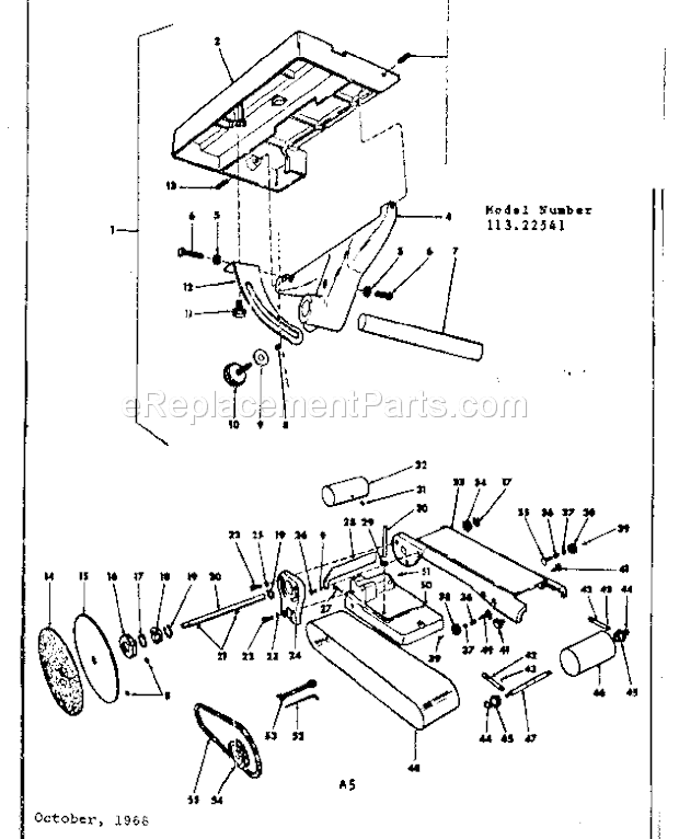 Craftsman 11322541 6-Inch Belt And Disc Sander Unit Diagram