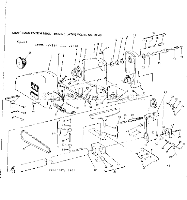 Craftsman 11323800 12-Inch Wood-turning Lathe Page A Diagram