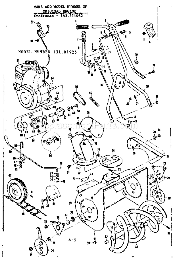 Craftsman 20 Inch Snowblower | 13181925 | eReplacementParts.com