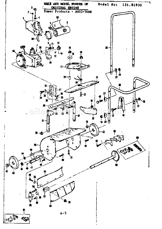 Craftsman 13181930 Light Weight Snowblower 14 In. Replacement Parts Diagram